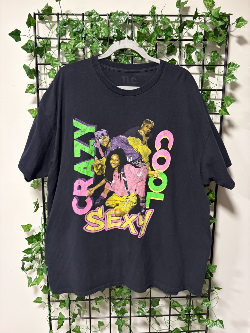 TLC Black Tee with Neon Pink, Green & Yellow 'Crazy Sexy Cool' Graphic